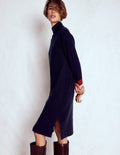 Merino Knitted Dress-Navy