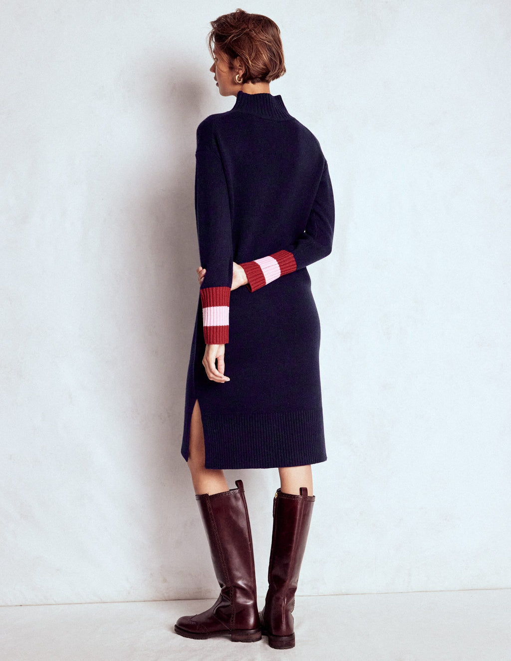 Merino Knitted Dress-Navy
