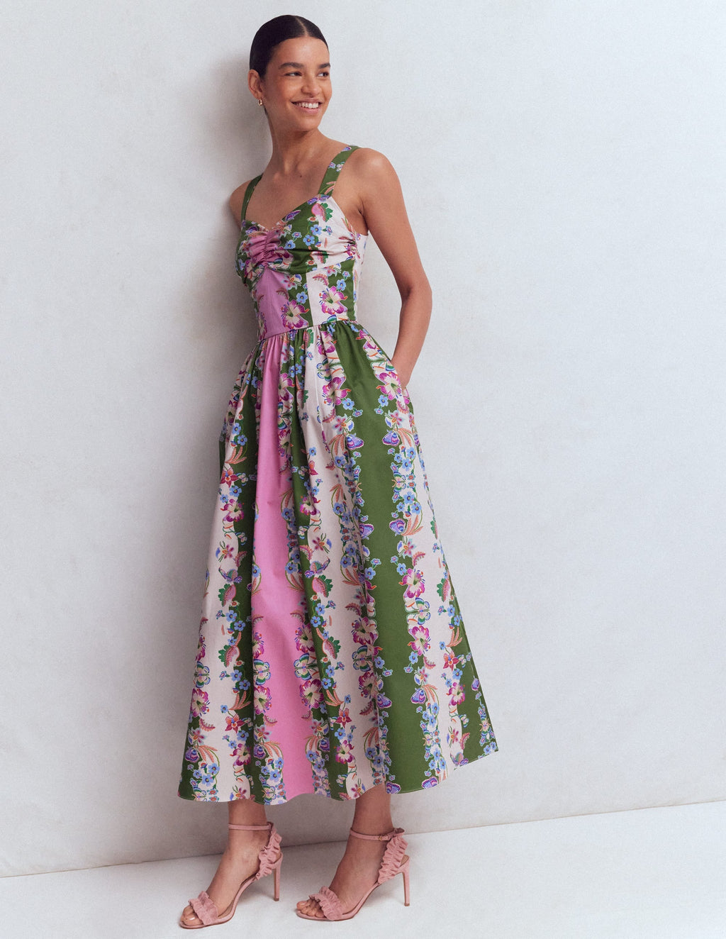 Fit and Flare Midi Dress-Orchid Canopy Stripe
