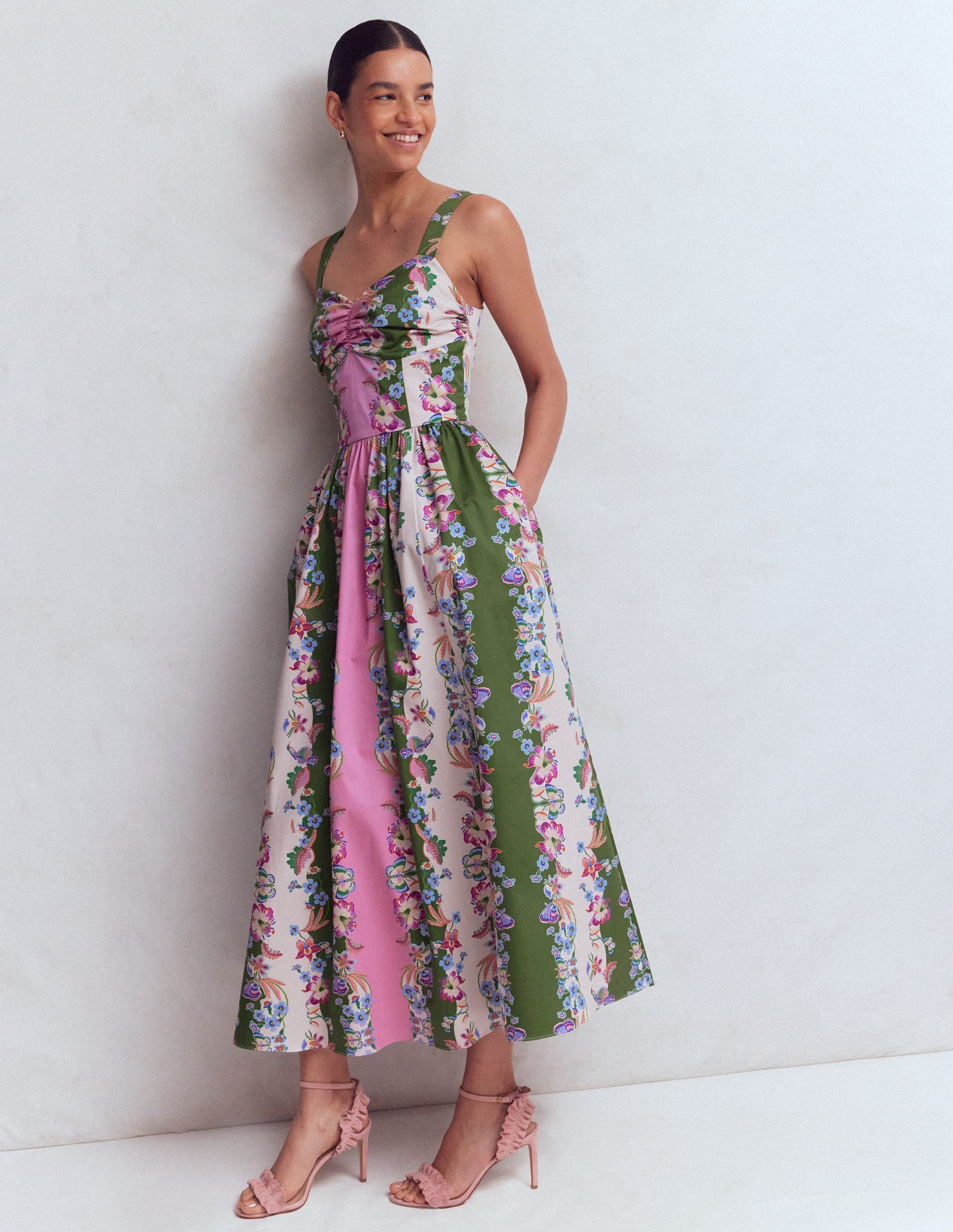 Fit and Flare Midi Dress-Orchid Canopy Stripe