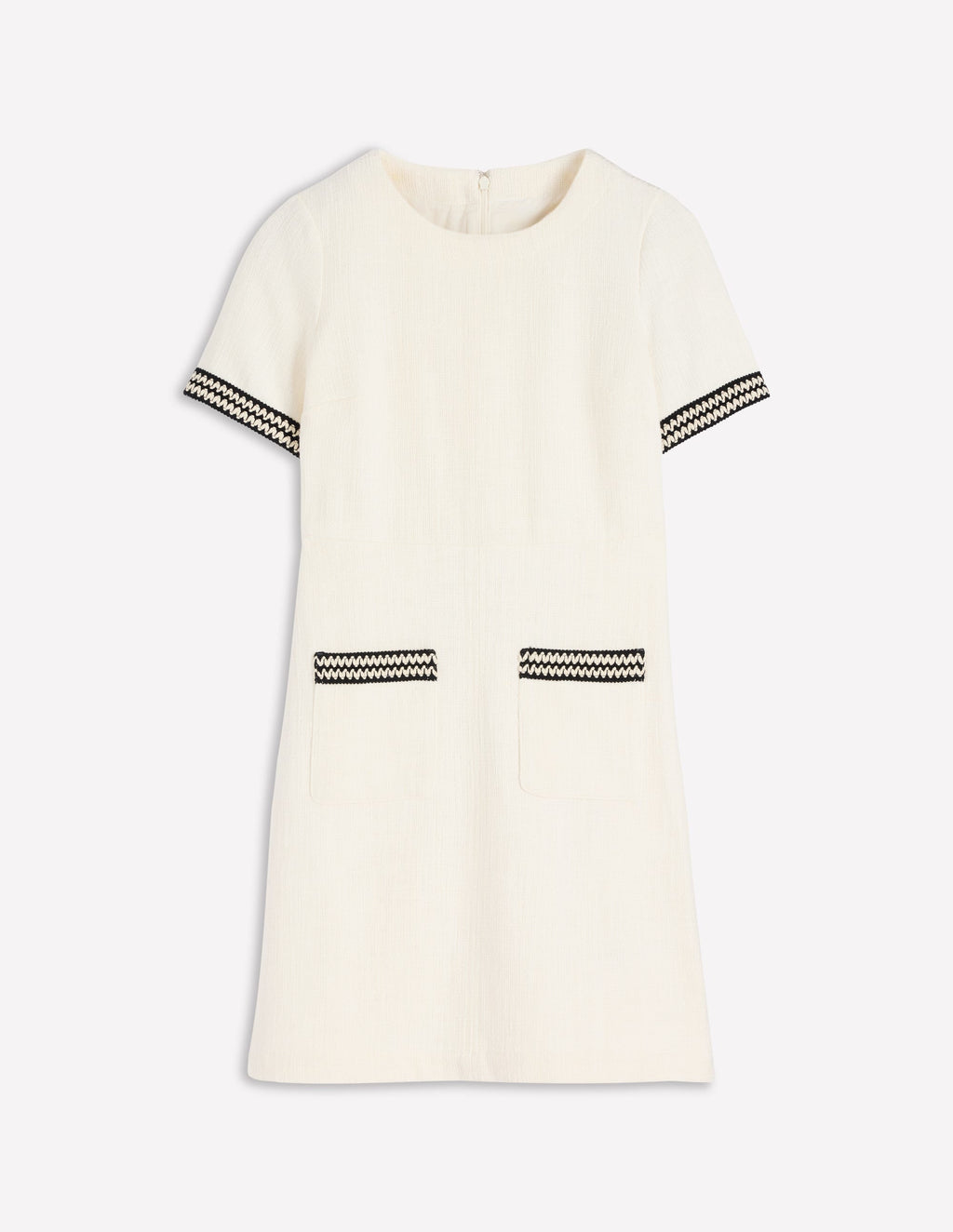 A-line Trim Short Dress-Ivory