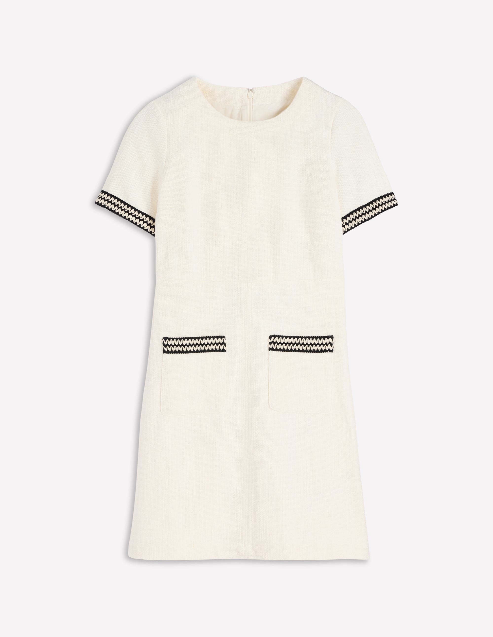 A-line Trim Short Dress-Ivory