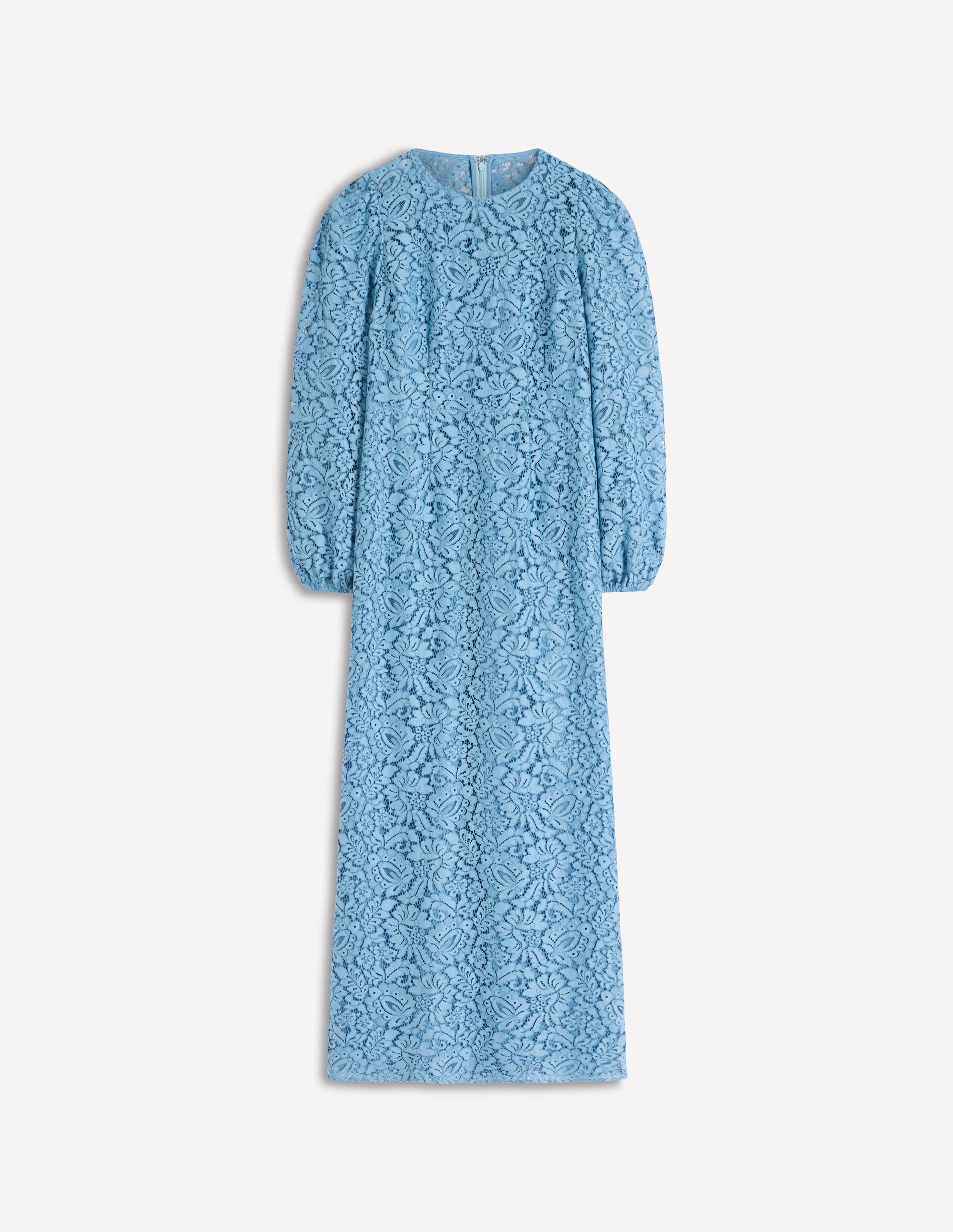 High Neck Lace Dress-Blue